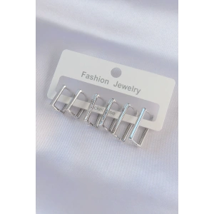 Pirinç Gümüş Renk Dikdörtgen Model Küpe Seti