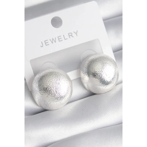 Pirinç Gümüş Renk İşleme Detay Top Model Kadın Küpe