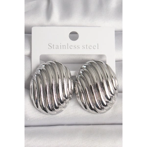 Pirinç Gümüş Renk İşlemeli Oval Model Kadın Küpe