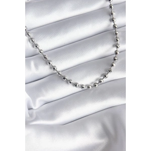 Pirinç Gümüş Renk Topçuk Detay Kadın Kolye