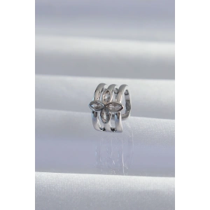 Pirinç Gümüş Renk Yonca Earcuff Küpe