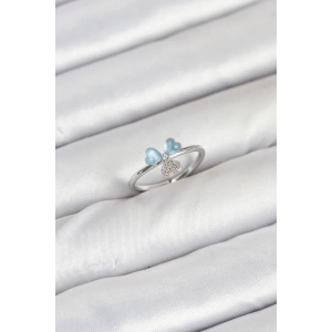 Pirinç Gümüş Renk Yonca Model Kadın Yüzük