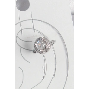 Pirinç Gümüş Renk Zirkon Taşlı Kadın Kıkırdak Model Küpe