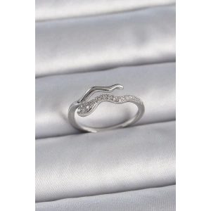 Pirinç Gümüş Renk Zirkon Taşlı Yılan Ayarlanabilir Model Kadın Yüzük