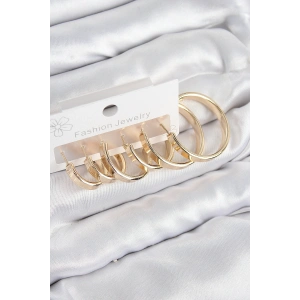 Pirinç Halka Model Gold Renk Kadın Set Küpe