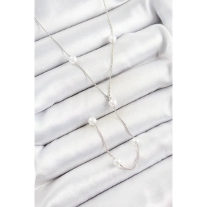 Pirinç İnci Figürlü Y Model Gümüş Renk Kadın Kolye