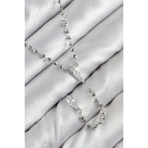 Pirinç Zirkon Taşlı Gümüş Renk Kadın Y Kolye