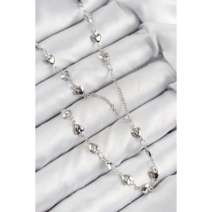 Pirinç Zirkon Taşlı Kalp Model Gümüş Renk Y Kolye