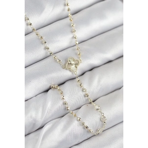 Pirinç Zirkon Taşlı Yonca Model Gold Renk Kadın Y Kolye