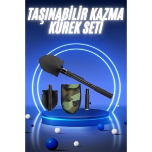 Pusulalı Katlanabilir Kazma Kürek Kamp Seti Kamp Küreği Portatif Çantalı
