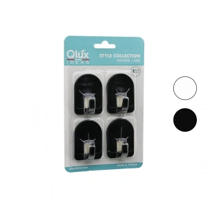 QLUX L-00950 4PCS DOME ASKI NO-2 KUBBELİ - SİYAH - BEYAZ - PLASTİK ASKI YAPIŞKANLI MONTAJ (5468)