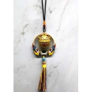Renkli Püsküllü Şans Kedisi Feng Shui Askılık