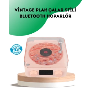 Retro Bluetooth Hoparlör – Kristal Ses, Gece Lambası, Saatli Tasarım