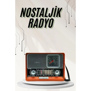 Saatli Fenerli Bluetooth Nostaljik Radyo AUX SD USB Girişli Bluetooth Hoparlör