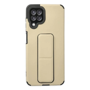 Samsung Galaxy A22 Kılıf Mega Standlı Silikon - Gold