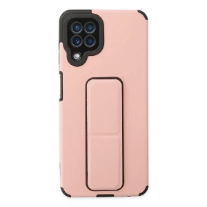 Samsung Galaxy A22 Kılıf Mega Standlı Silikon - Pudra