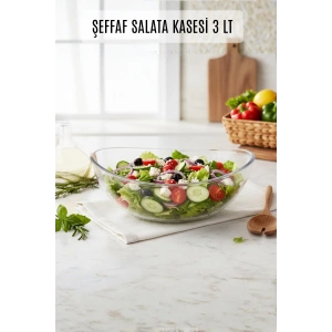 Şeffaf Akrilik Salata Kasesi 25 x 32 x 12 cm – 3 Lt