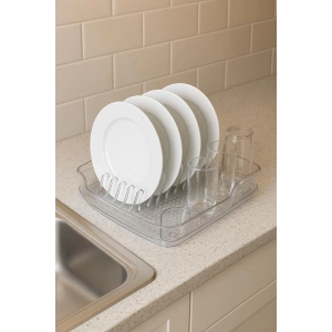 Şeffaf Akrilik Tabaklık Bulaşıklık Düzenleyici 2 Parça 37x38x7 cm