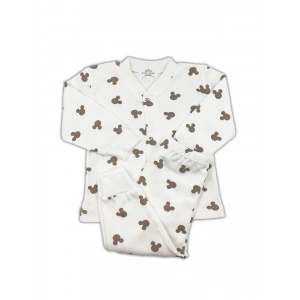 Sema Baby Mickey Mouse Bebek Pijama Takımı - Ekru 6-9 Ay