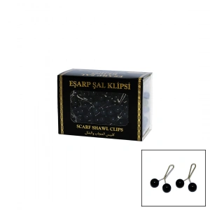 SİYAH 100 PARÇA  EŞARP BAŞÖRTÜ - ŞAL KLİPSİ (5468)