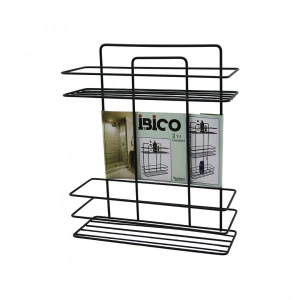 SİYAH  2 KATLI - DİKDÖRTGEN   METAL  BANYO KÖŞELİK - DUŞKABİN RAF - ŞAMPUANLIK (5468)