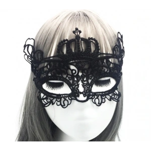 Siyah Dantel İşlemeli Balo Maskesi 9 No