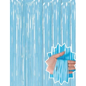 Soft Mavi Püsküllü Kapı Perdesi - Parti, Baby Shower, Sünnet Süsü, Cinsiyet Partisi 1x2 M