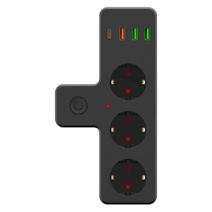 Termal Akım Korumalı 3 Adet Soket,3 Adet USB ve 1 Adet Type-C Girişli 20w Priz Model 3397 (5468)
