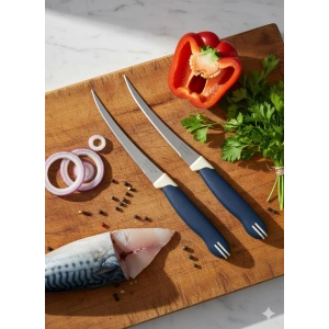 Tramontina 2’li Uzun Kıvrık Bıçak Seti Paslanmaz Çelik Lacivert