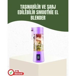 USB Şarjlı Portatif Blender 380ml Çelik 304 Bıçaklı Mobil Smoothie Maker