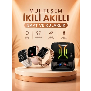 Wireless Şarjlı Akıllı Saat ve Dijital Göstergeli Kablosuz Bluetooth Kulaklık Nabız Ölçer