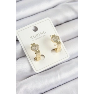 Xuping Zirkon Taşlı Kalp Model Gold Renk Kadın Küpe