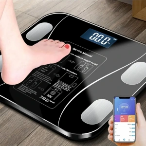 Yağ Ölçer Fonksiyonlu Dijital Baskül Elektronik Tartı Akıllı Bluetooth Lcd Dijital Ekran Ev Vücut (5468)