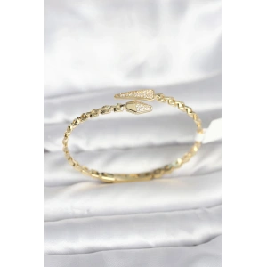 Yılan Model Pirinç Gold Renk Kadın Kelepçe Bileklik