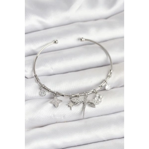 Yusufçuk Charmlı Gümüş Renk Pirinç Kadın Bileklik