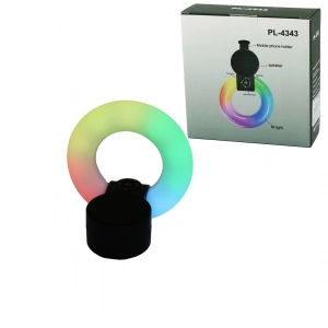 YUVARLAK HALKA - PLASTİK GÖVDE BLUETOOTH WİRELESS MİNİ HOPARLÖR SPEAKER USB ŞARJLI - IŞIKLI TELFON TUTUCU 5W PL-4343 (5468)