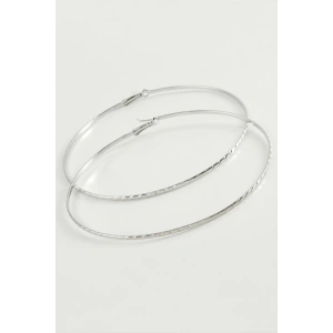 Zincir Çizgili Metal Halka Küpe 8-9-10 cm
