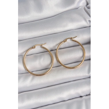 316 Çelik Gold Renk 33 mm Kadın Halka Model Kadın Küpe