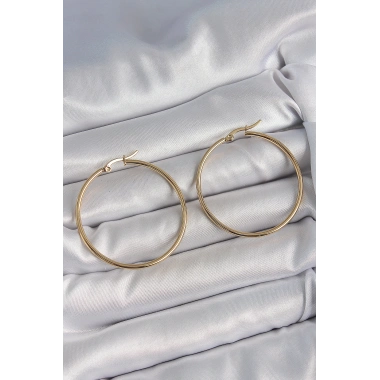 316 Çelik Gold Renk 43 mm Halka Model Kadın Küpe