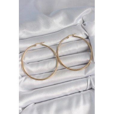 316 Çelik Gold Renk 53 mm Halka Model Kadın Küpe
