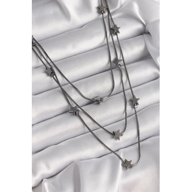 Pirinç Füme Renk 3Lü Yıldız Model Kadın Kolye