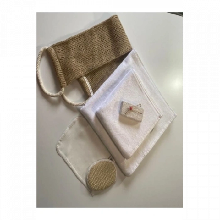 %100 Keten 6lı Banyo Hamam Seti
