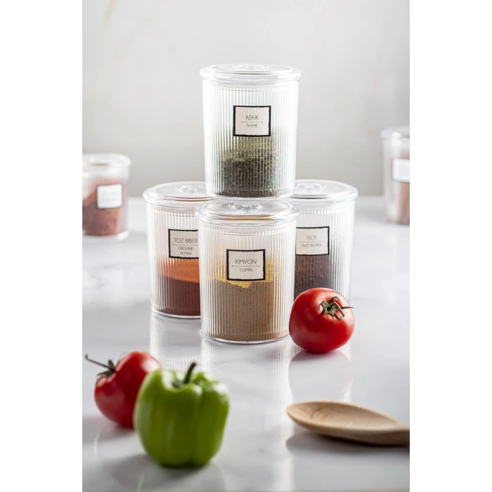 6lı Barok Yuvarlak Baharat Kavanoz Seti & Saklama Kabı & Erzak Kabı (6*250 ML)