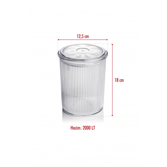 9lu Barok Yuvarlak Büyük Kavanoz Seti & Saklama Kabı & Erzak Kabı (9*2000 ML)