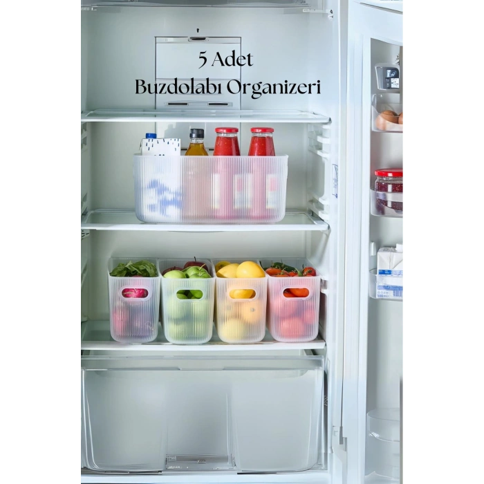 5’li Şeffaf Buzdolabı Organizeri & Buzdolabı Düzenleyici 7,5 Lt