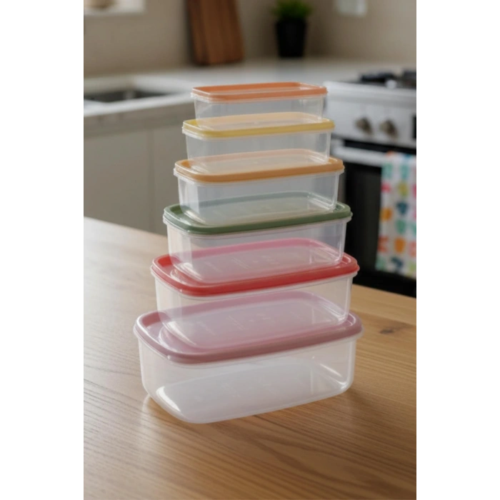 6’lı Renkli Saklama Kabı Seti 3 lt Mutfak Düzenleyici