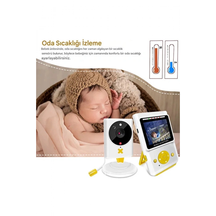 Akıllı Bebek Kamerası Monitörlü Karşılıklı Konuşma Özellikli Sıcaklık İzleme 2.4 İnç Bebek Kamerası