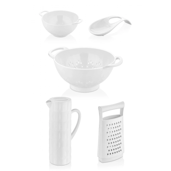 Akrilik Siyah 5 Parça Sürahi & Rende & Süzgeç & Mini Süzgeç & Kaşıklık & Mutfak Çeyiz Seti