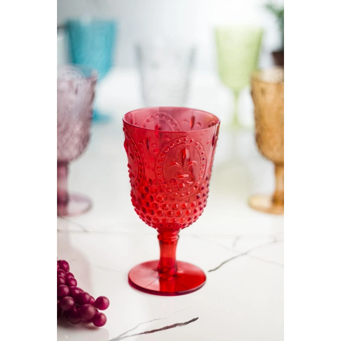 Akrilik Amber 6lı Kadeh & Su Meşrubat Kahve Yanı Bardağı 450 ml ( Cam Değildir )