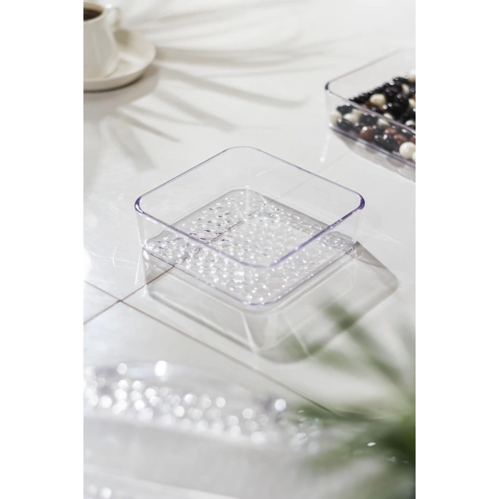 Akrilik Şeffaf 4lü Tek Kapaklı Kahvaltılık & Sunumluk-2065-1